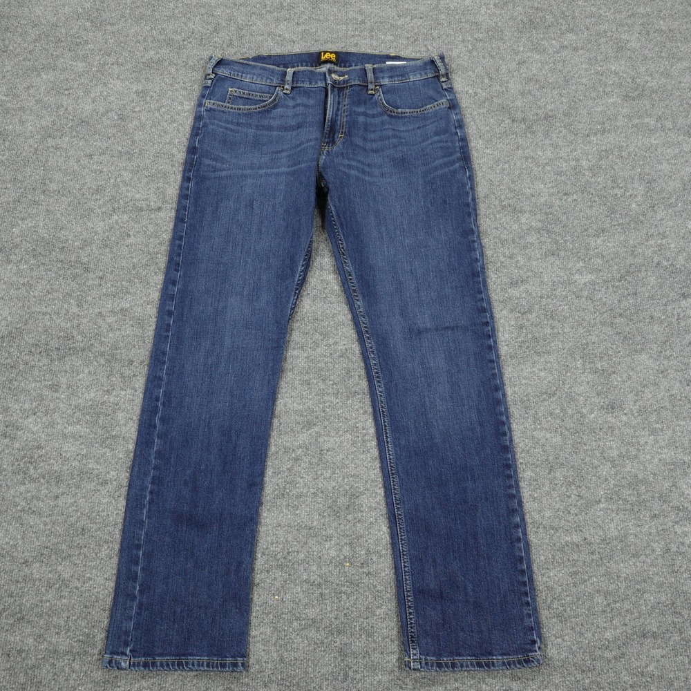 Lee Jeans Mens 34x32 Blue Vintage‎ Slim Fit Dungarees Straight Leg Stretch Denim
